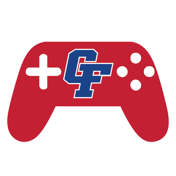 Esports Logo, game controller with a GF in the middle.