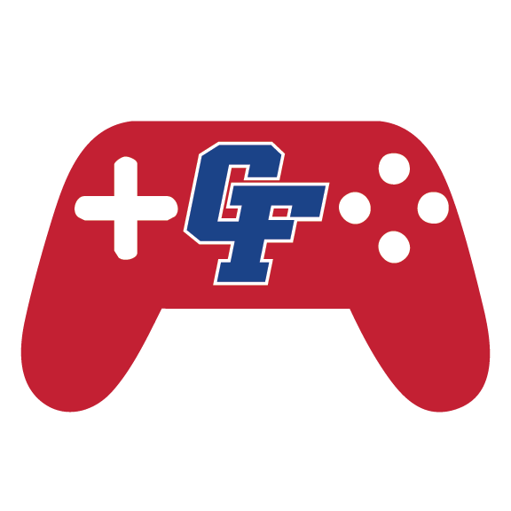 Esports Logo, game controller with a GF in the middle.