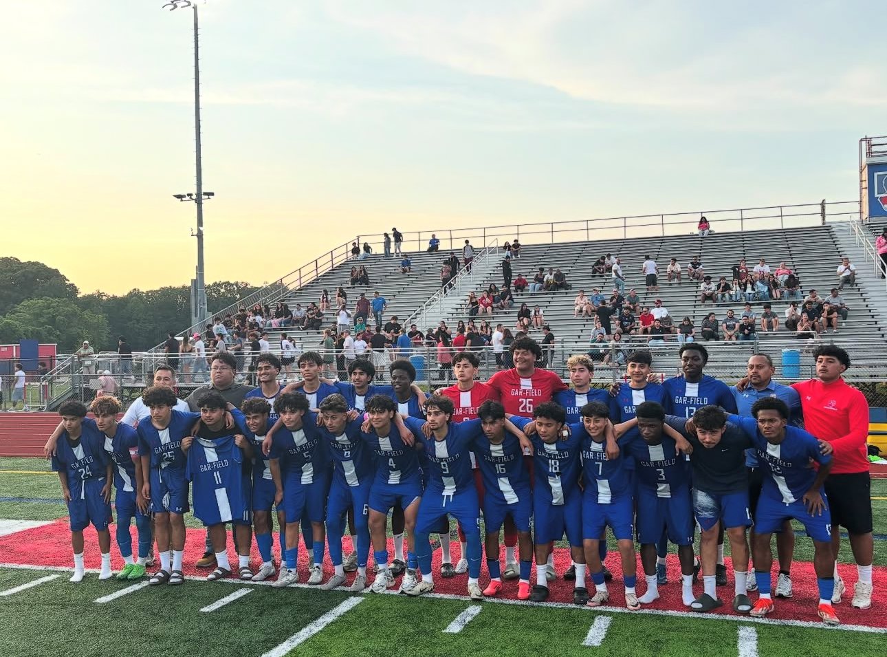 Soccer team picture after beating Deep Run High School