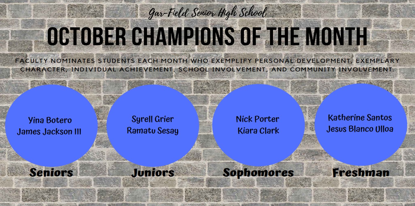 October Champions of the Month