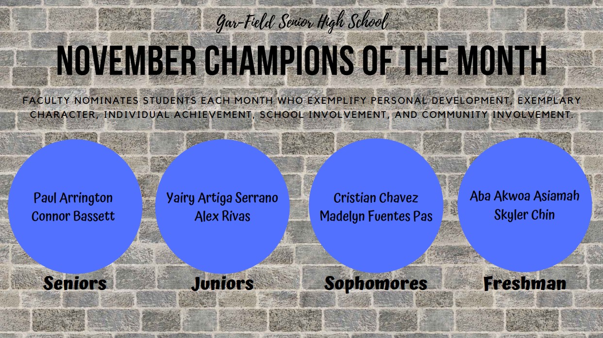 November students champions of the month